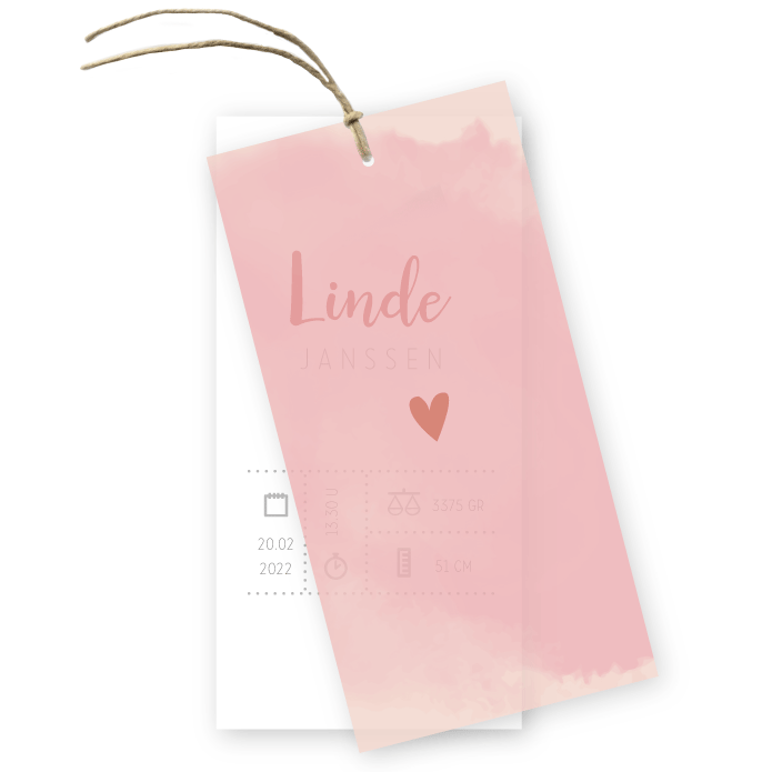 Geboortekaartje labels waterverf