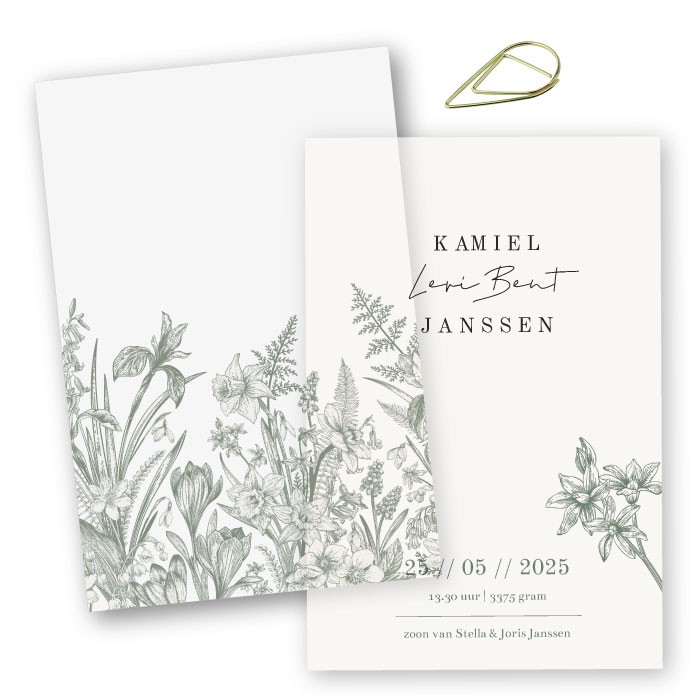 Geboortekaartje kalklabels Kamiel