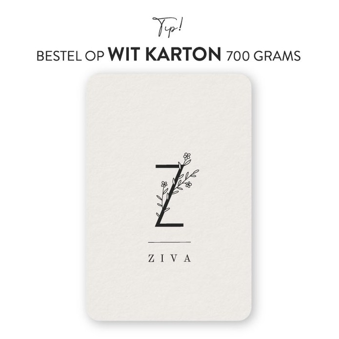 Geboortekaartje karton letter Ziva