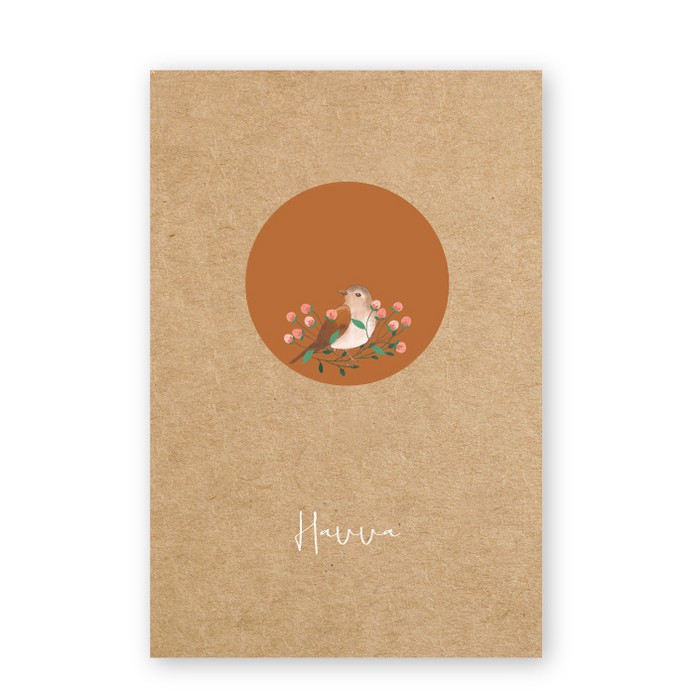 Geboortekaartje kraft karton vogeltje Havva