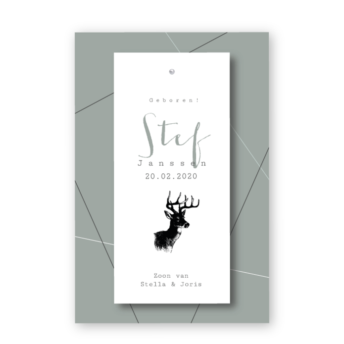 Geboortelabel geometrisch hert stef