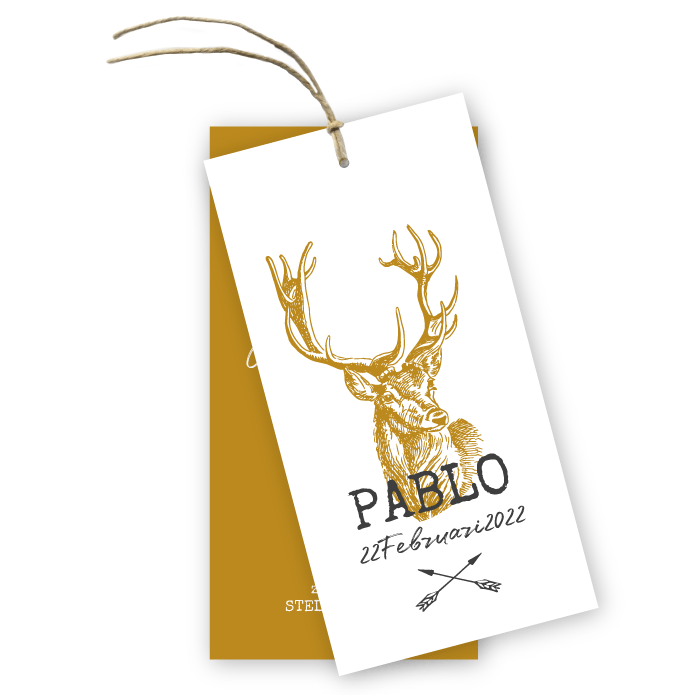 Geboortelabels karton hertje