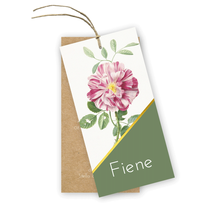 Geboortekaartje label botanisch Fiene