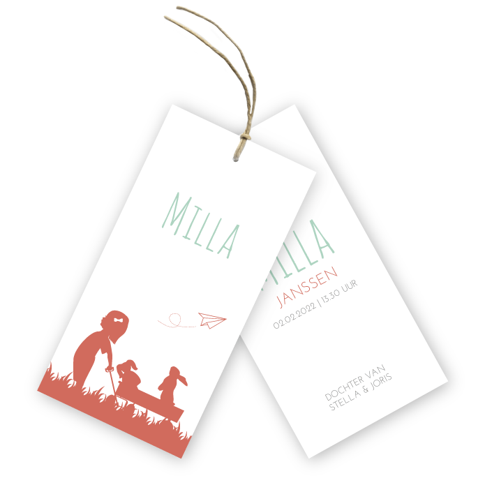 Geboortelabel bolderkar met speelgoed Milla