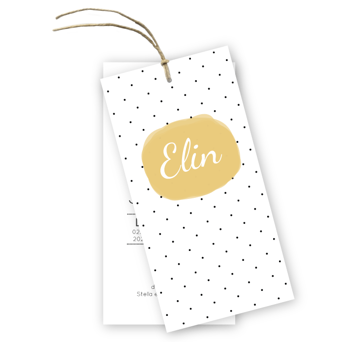 Geboortekaartje labels stipjes patroon meisje (M) Elin