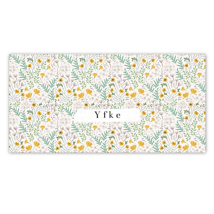 Geboortekaartje liggend lente bloemen Yfke