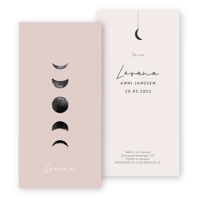 Babykaartje karton maanfases