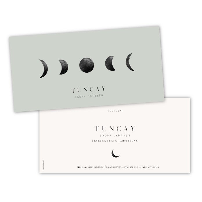Babykaartje karton maanfases Tuncay