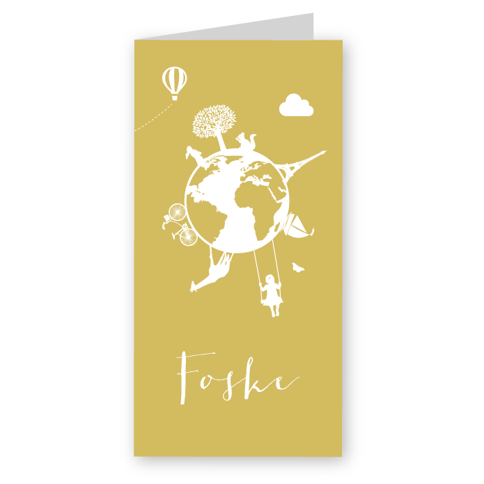 Geboortekaartje wereldbol Foske dubbel