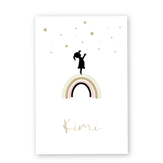 Geboortekaartje regenboog silhouetje Kimi