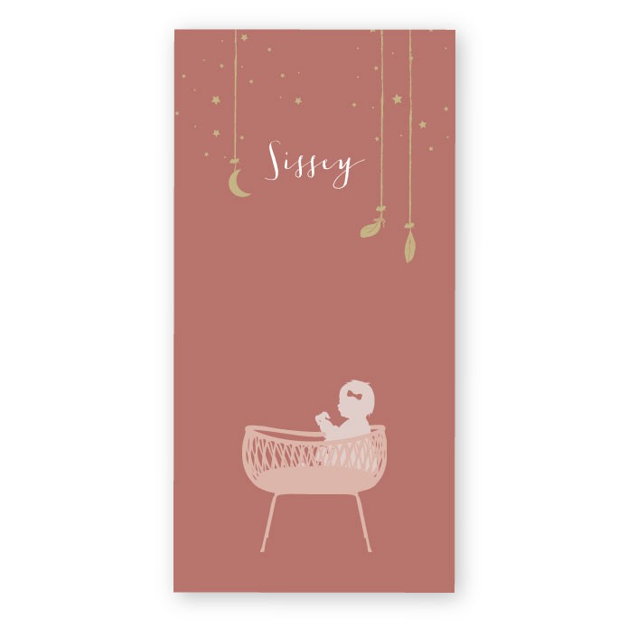 Geboortekaartje vintage rotan wieg