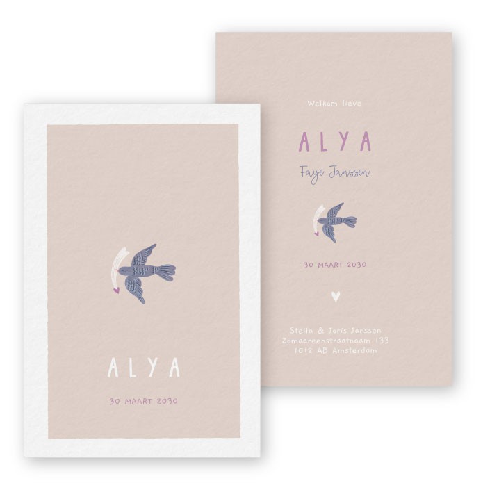 Geboortekaartje Alya - Froukje den Nijs