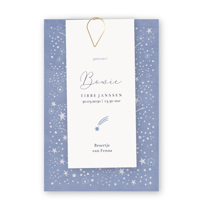 Geboortekaartje Bowie Sterrenhemel Label - Froukje den Nijs