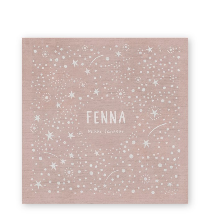Geboortekaartje Fenna sterrenhemel lichtroze vierkant