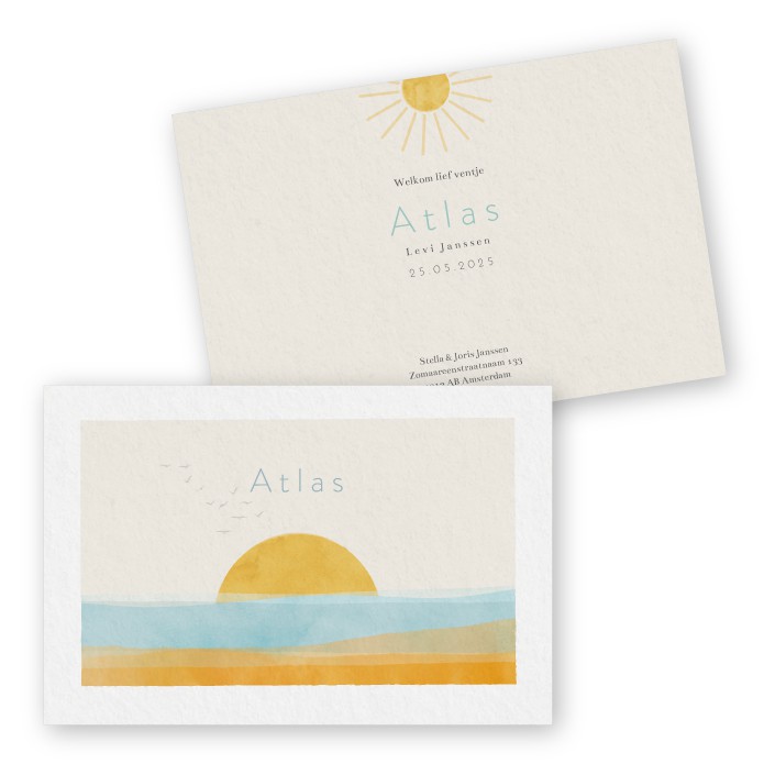 Babykaartje zon zee strand