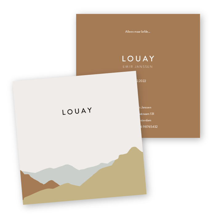 Geboortekaartje vierkant abstract