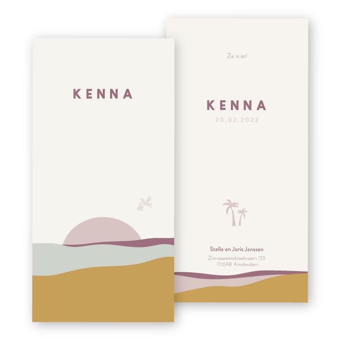 Geboortekaartje ondergaande zon