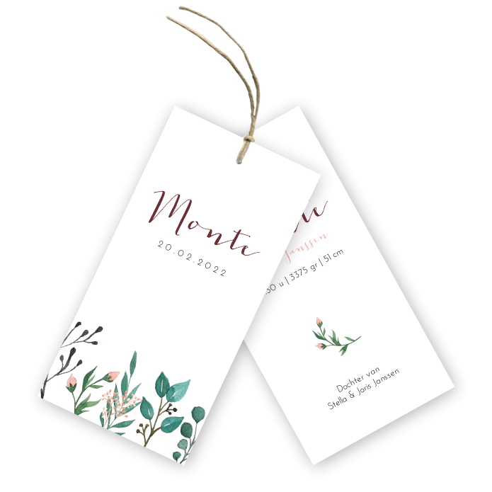 Babylabels karton bloemen Monte