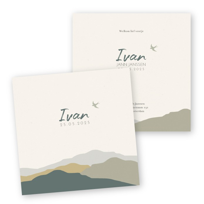 Babykaartje bergen ooievaar