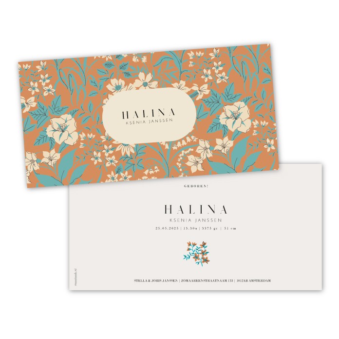 Geboortekaartje jongen bloemen