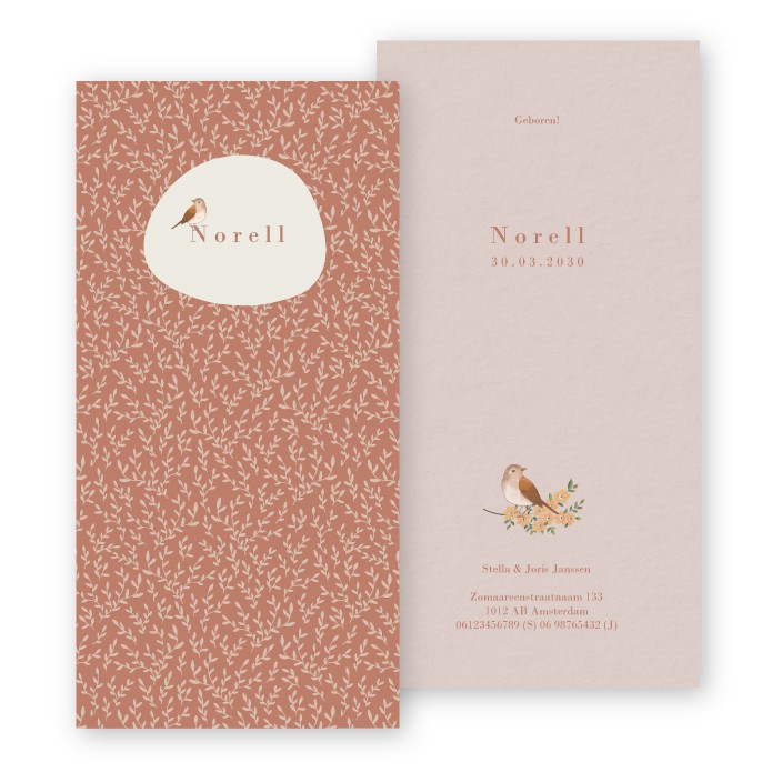 Geboortekaartje meisjes bloemen