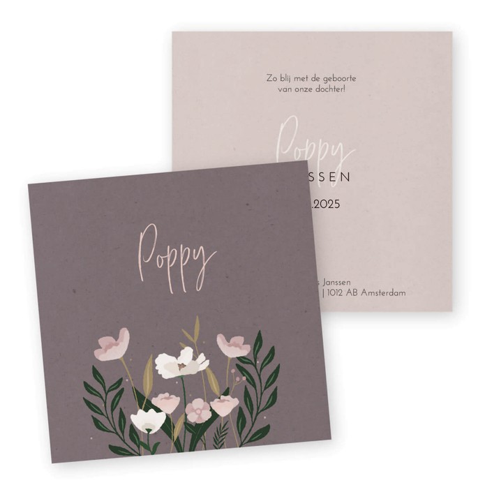 Geboortekaartje vintage Poppy