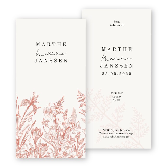 Babykaartje getekende wilde bloemen