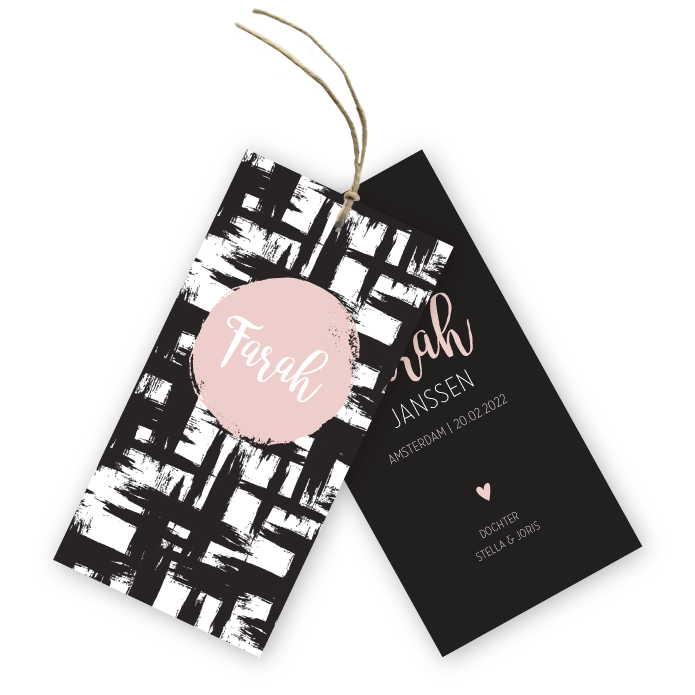 Geboortelabel Scandinavisch patroon Farah