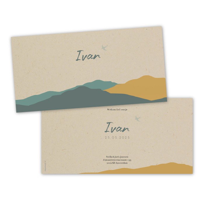 Geboortekaartje ecologisch bergen Ivan