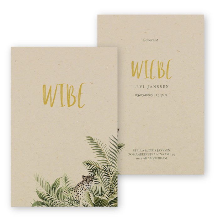 Geboortekaartje duurzaam jaguar Wibe