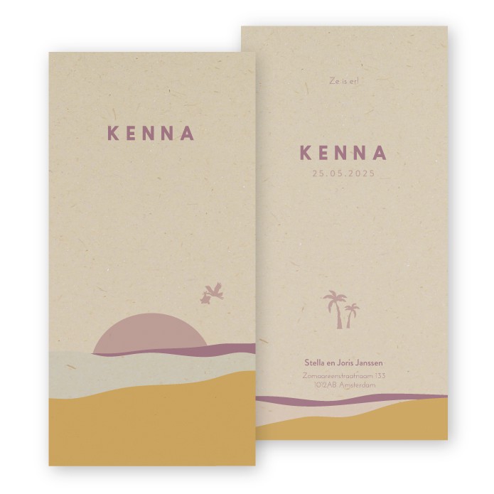 Geboortekaartje duurzaam abstract zee Kenna