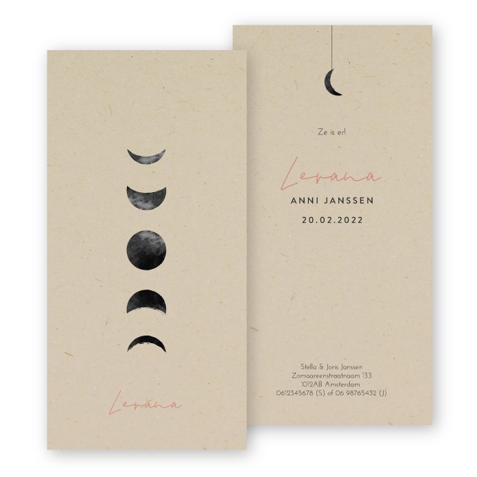 Geboortekaartje duurzaam maanfases Levana