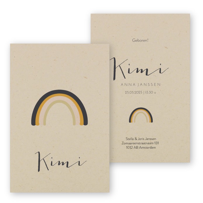 Geboortekaartje duurzaam regenboog Kimi