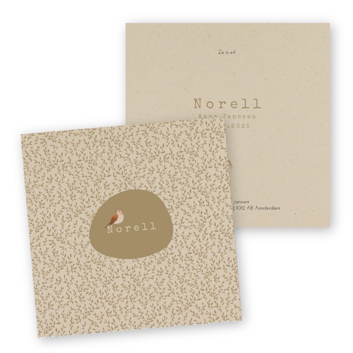 Geboortekaartje vintage bloemetjes Norell