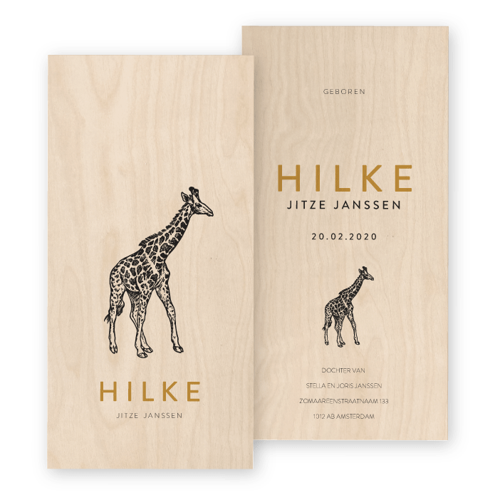 Geboortekaartje hout Hilke