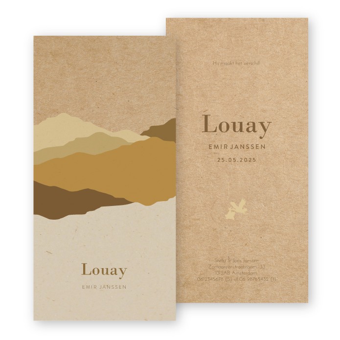 Geboortekaartje kraft bergen Louay