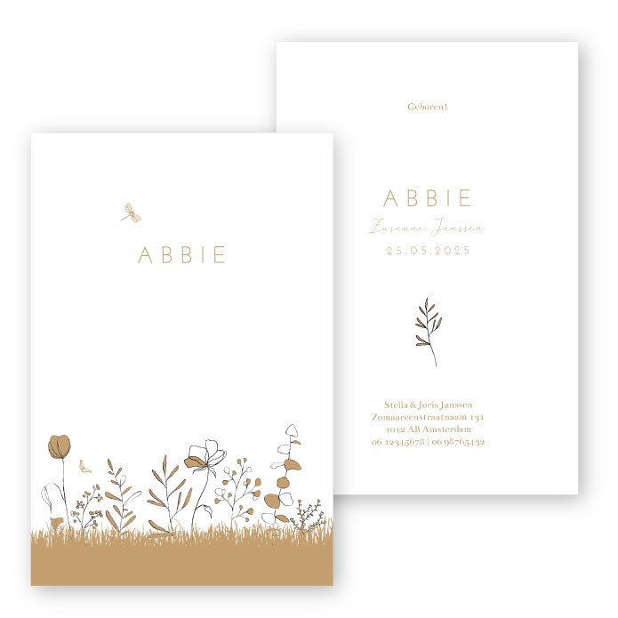 Geboortekaartje enkel geel