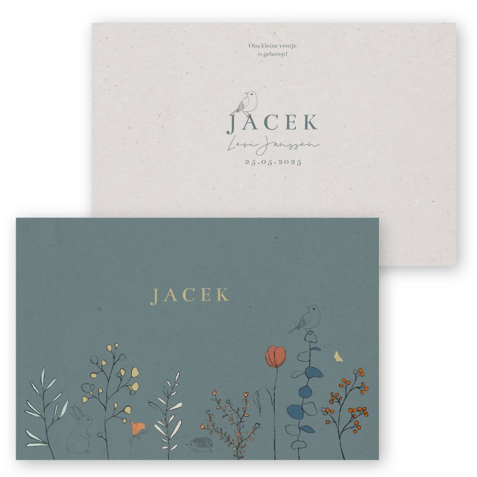 Geboortekaartje botanisch bloemen