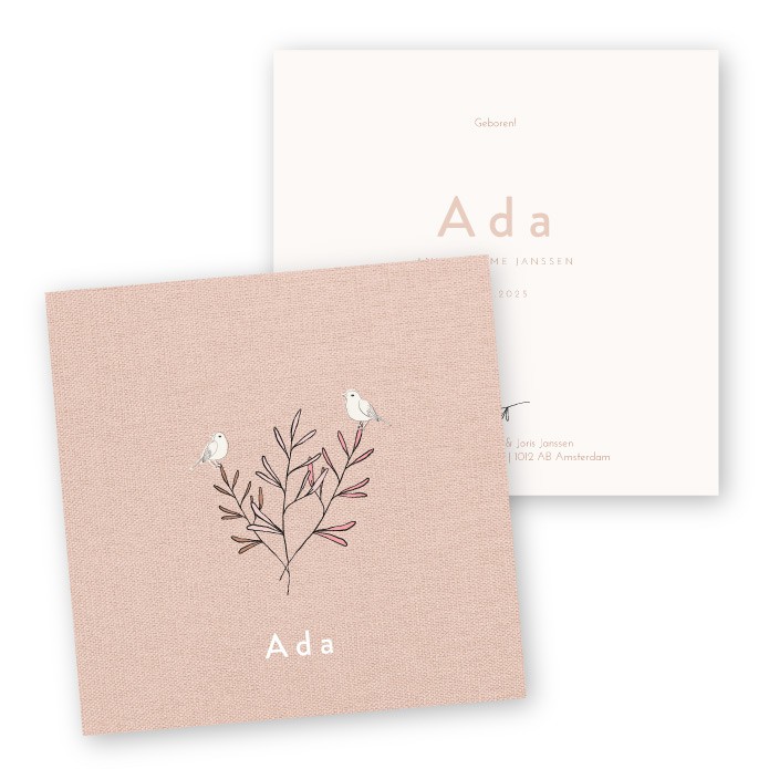 Geboortekaartje getekende takjes