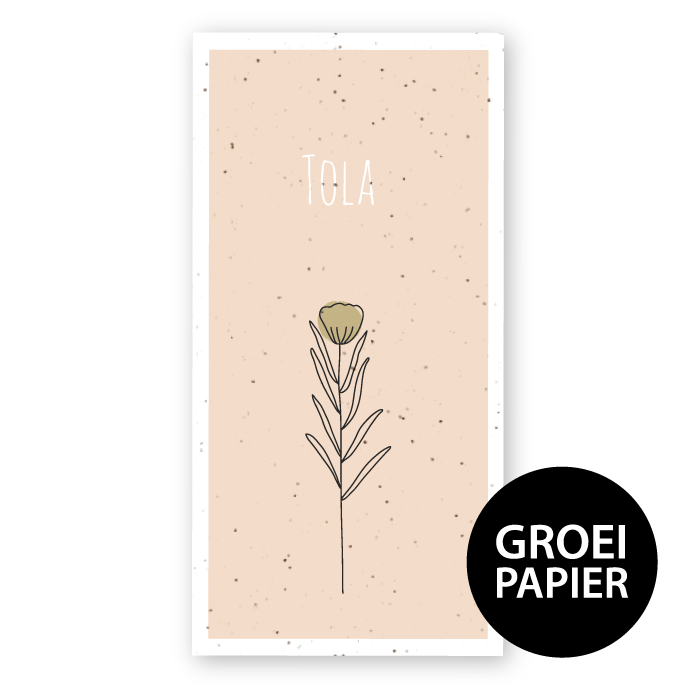 Geboortekaartje groeipapier Tola