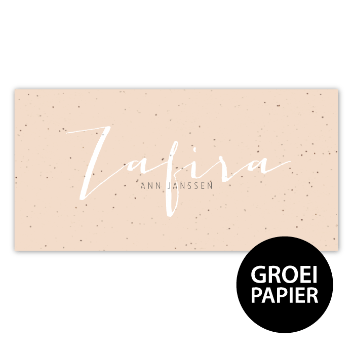 Geboortekaartje groeipapier Zafira