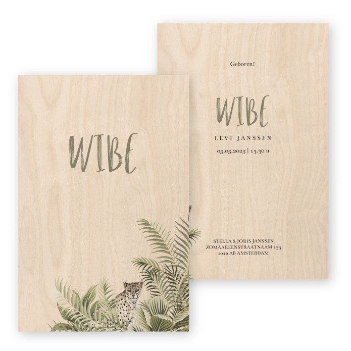 Geboortekaartje hout Wibe