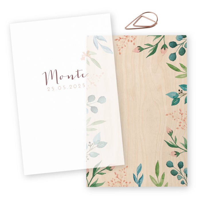 Geboortekaartje meisje hout kalk Monte