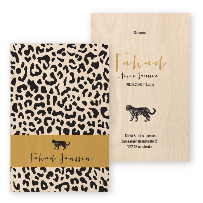 Geboortekaartje Echt hout Fahad