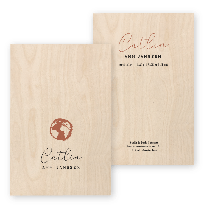 Geboortekaartje Hout Catlin