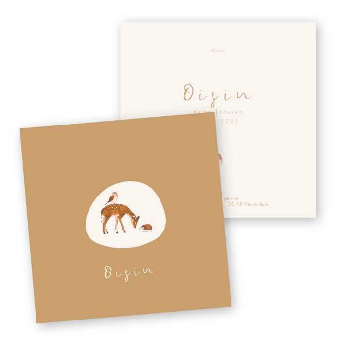 Geboortekaartje vintage geel