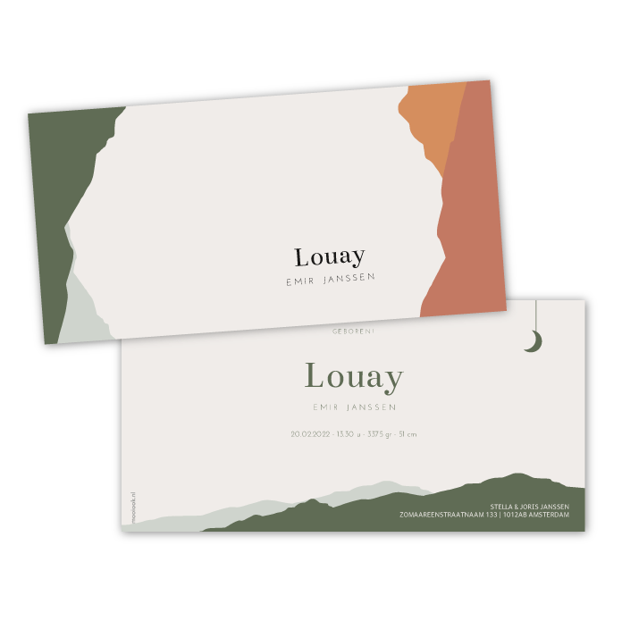 Geboortekaartje bergen karton