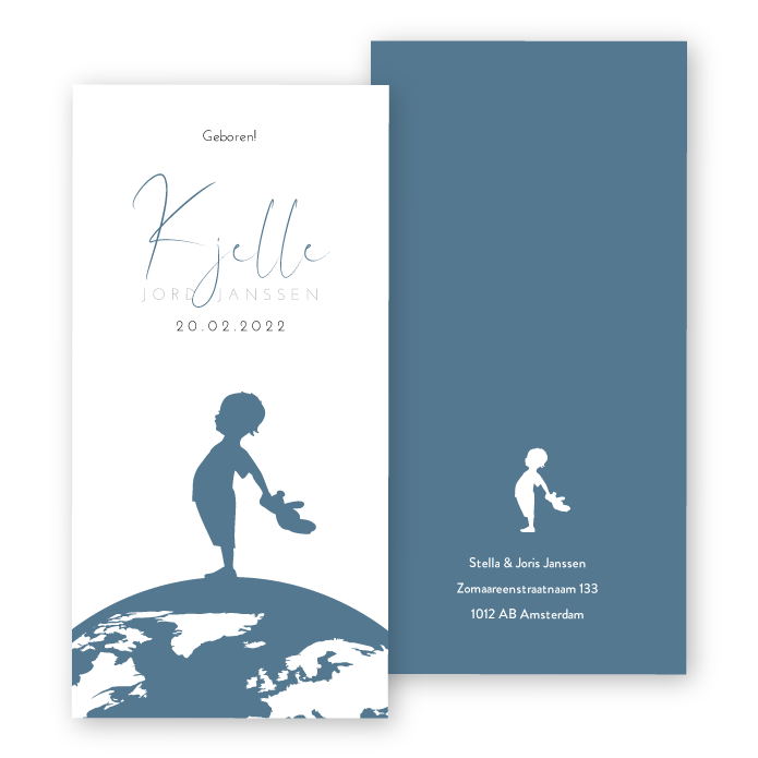 Babykaartje wereldbol reiziger