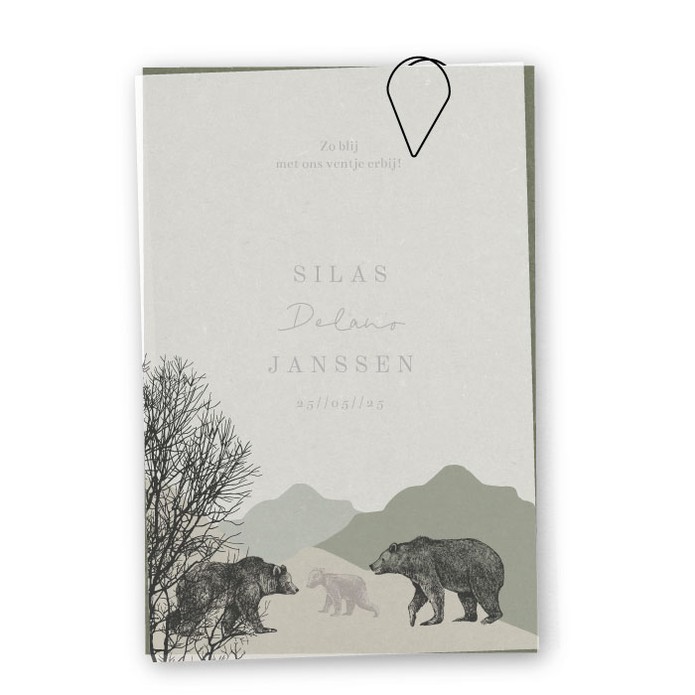 Geboortekaartje labels kalk beertjes