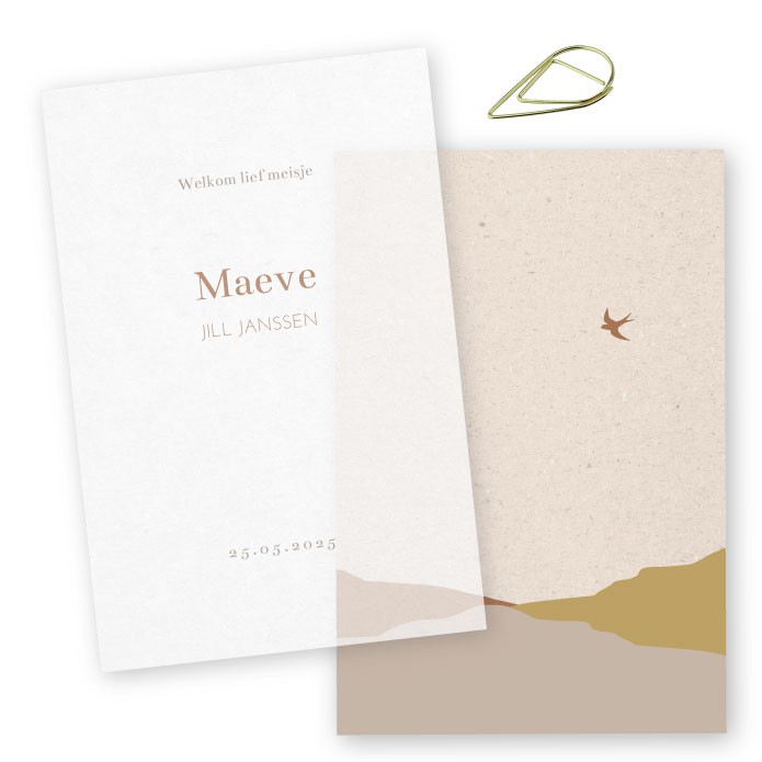 Geboortekaartje kalkpapier bergen